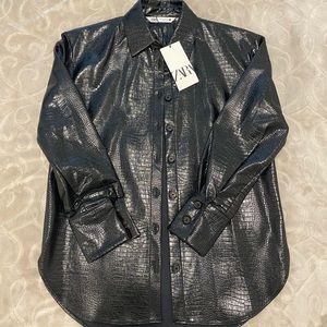 ZARA Faux Leather Overshirt
